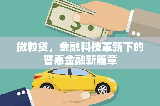 双溪微粒贷，金融科技革新下的普惠金融新篇章