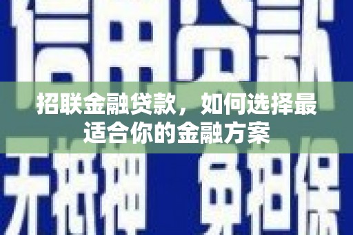 双溪招联金融贷款，如何选择最适合你的金融方案
