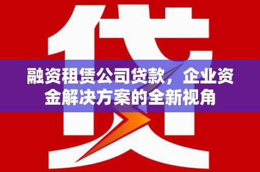 双溪融资租赁公司贷款，企业资金解决方案的全新视角