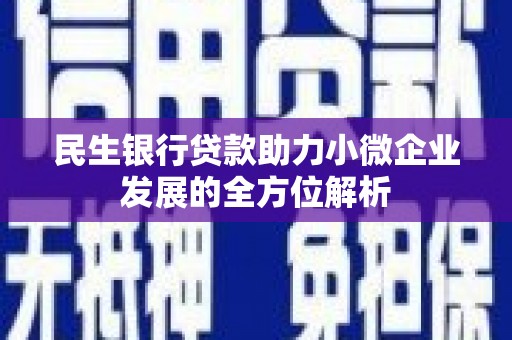 双溪民生银行贷款助力小微企业发展的全方位解析