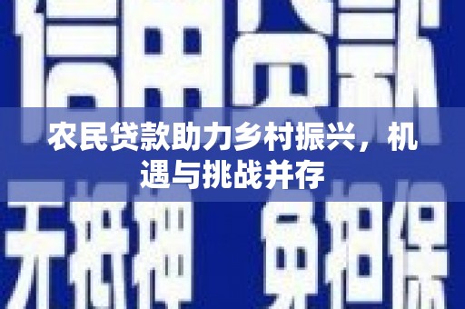 双溪农民贷款助力乡村振兴，机遇与挑战并存