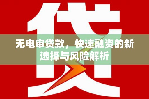 双溪无电审贷款，快速融资的新选择与风险解析
