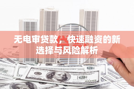 双溪无电审贷款，快速融资的新选择与风险解析