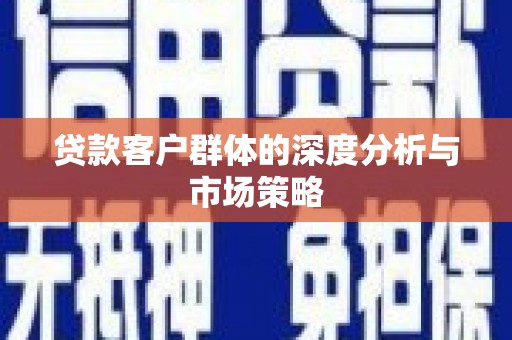 双溪贷款客户群体的深度分析与市场策略