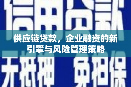 双溪供应链贷款，企业融资的新引擎与风险管理策略