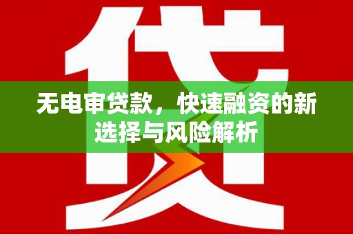 双溪无电审贷款，快速融资的新选择与风险解析