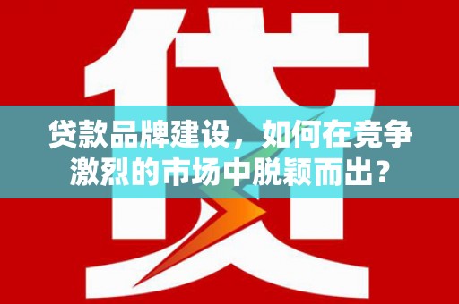 双溪贷款品牌建设，如何在竞争激烈的市场中脱颖而出？