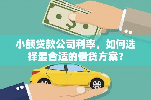 双溪小额贷款公司利率，如何选择最合适的借贷方案？