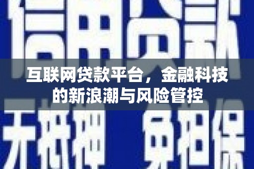 双溪互联网贷款平台，金融科技的新浪潮与风险管控