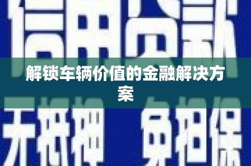 双溪解锁车辆价值的金融解决方案