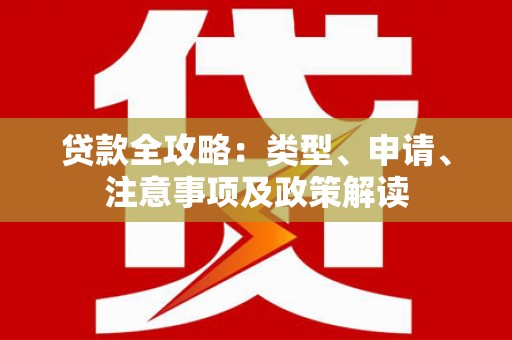 双溪贷款全攻略：类型、申请、注意事项及政策解读